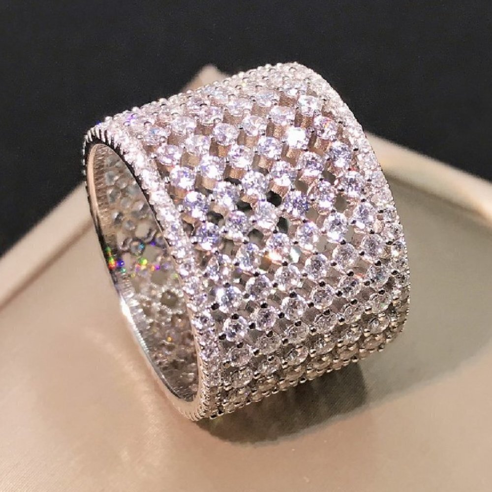 925 Silver 3A CZ Multilayer Diamonds Ring for Women, FB16FA1014 - Picture 2 of 5